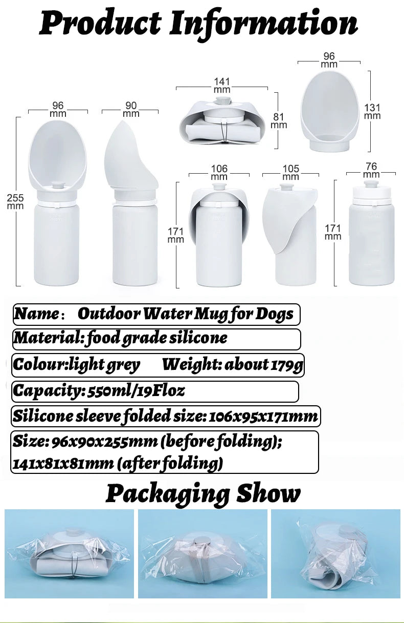 Garrafa de água portátil dobrável, caneca ao ar livre, copo de viagem, dispensador de água potável, suprimentos para cachorro e gatos e cães, 550mlng Water Dispenser Cup Supplies