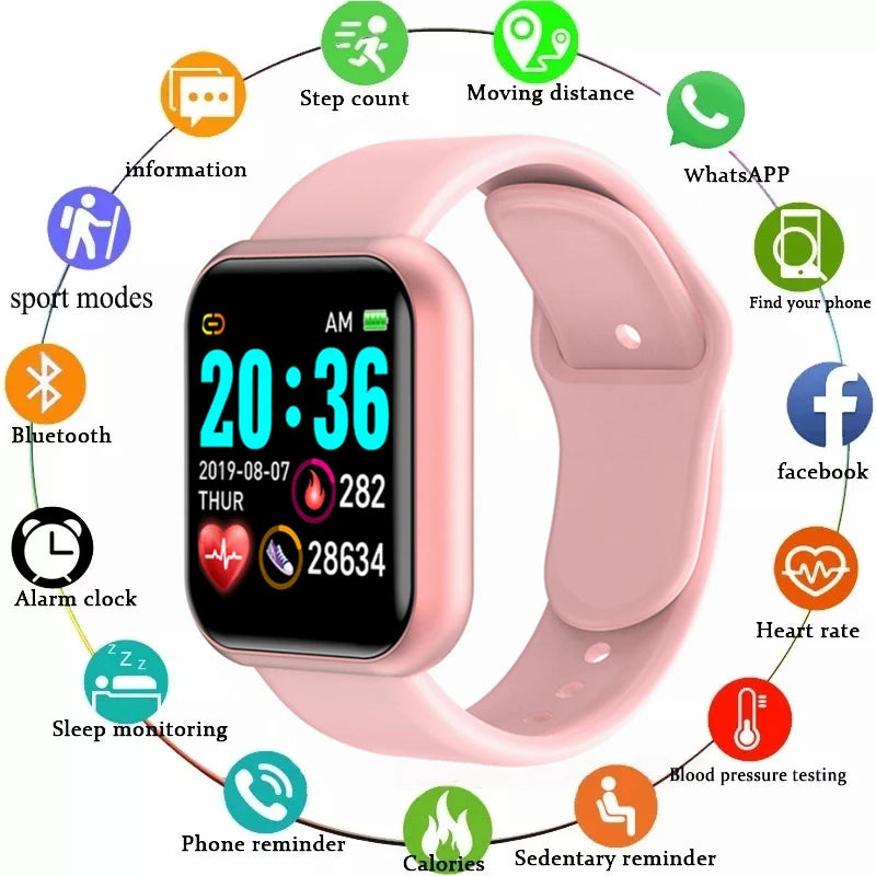 Multifunctional Smart Watch Relógio inteligente multifuncional para homens e mulheres, telefone conectado bluetooth, música, pulseira de esportes fitness, monitor de sono, smartwatch y68, d20