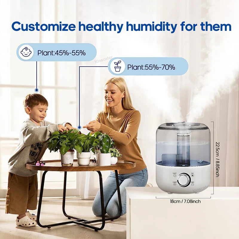 KINSCOTER 3L Humidificador de ar profissional de grande capacidade Humidificador doméstico Difusor de aromas para plantas com temporizador de controlo remoto